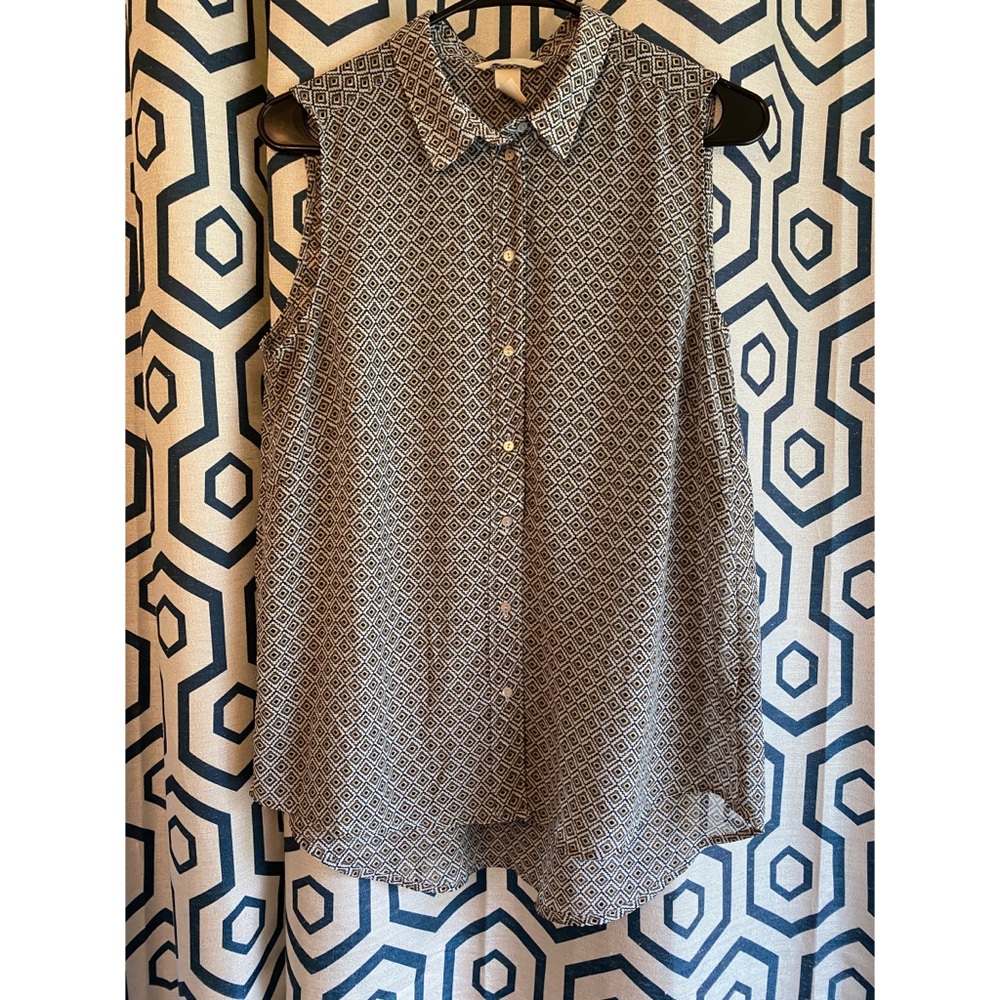 Button Up Patterned Tank Top